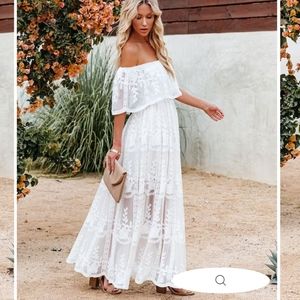 Vici Our Together Is Forever Off The Shoulder Lace Maxi Dress